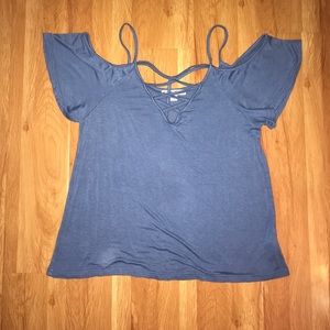 Blue strappy shirt